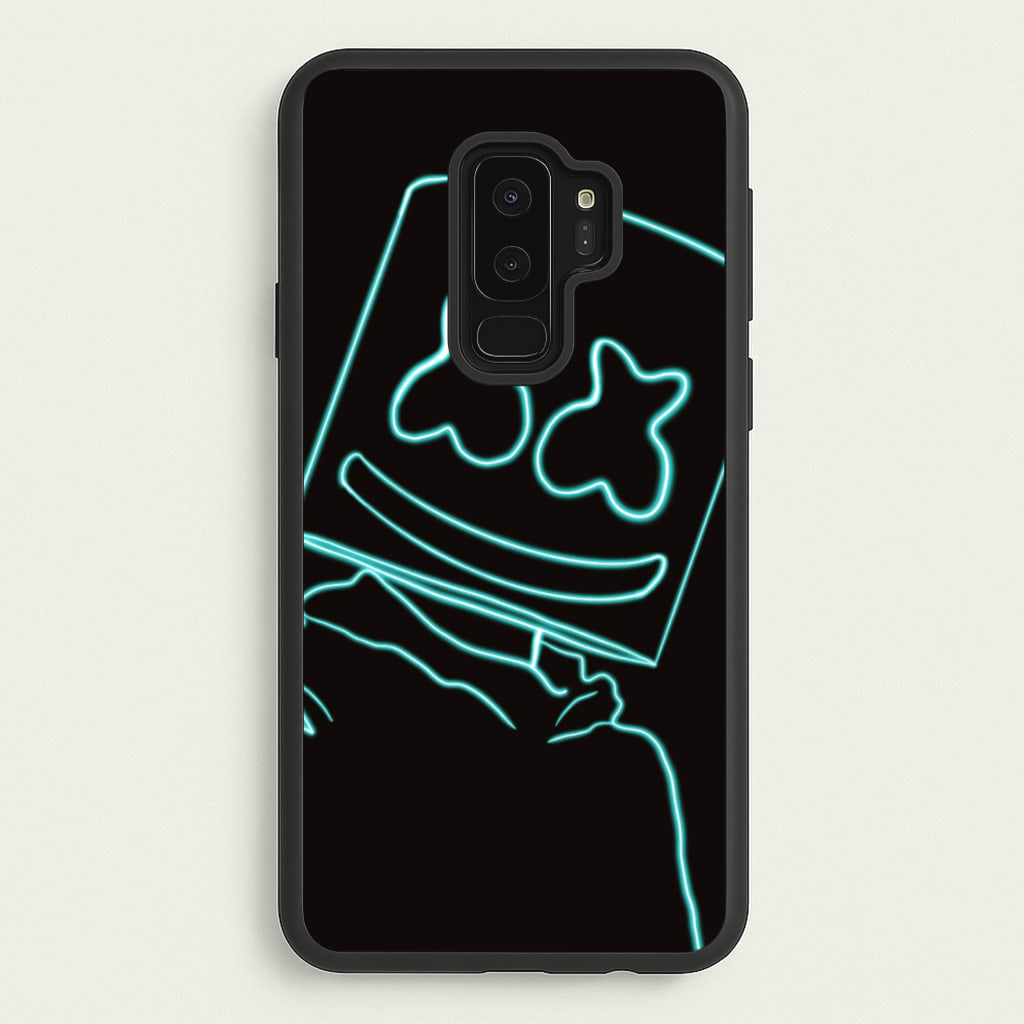 Black White Helmet DJ Neon - Marshmello Phone Case for Galaxy S9 Plus