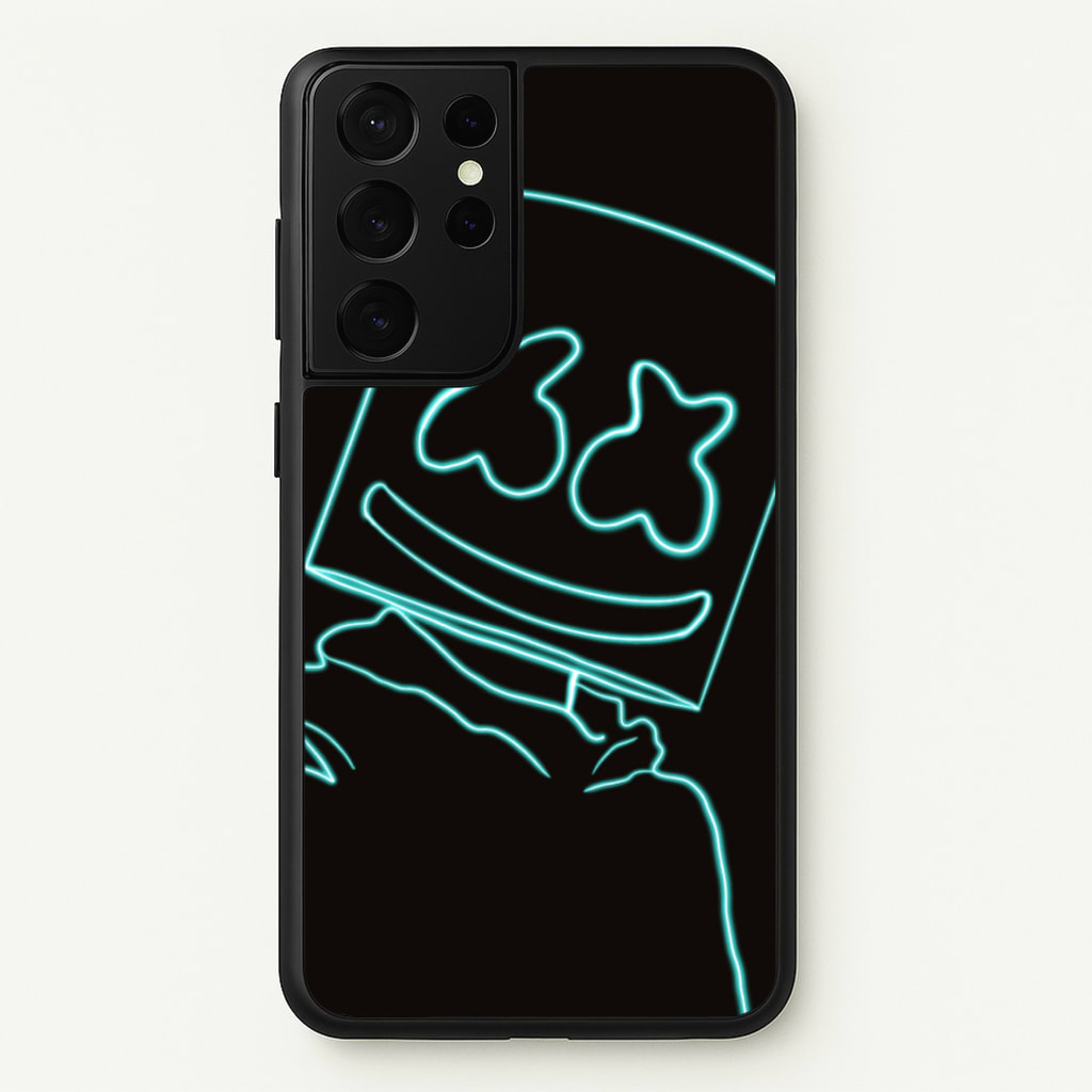 Black White Helmet DJ Neon - Marshmello Phone Case for Galaxy S21 Ultra