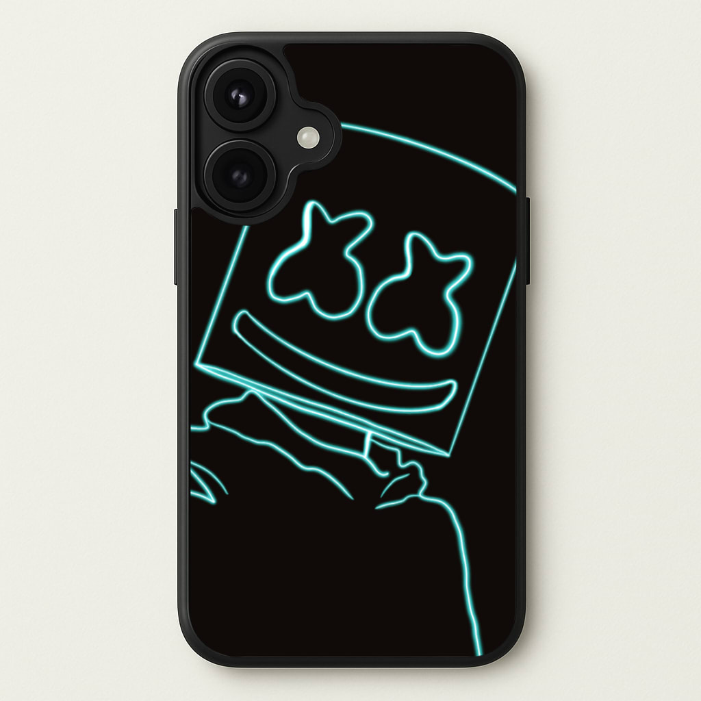 Black White Helmet DJ Neon Phone Case for iPhone 17