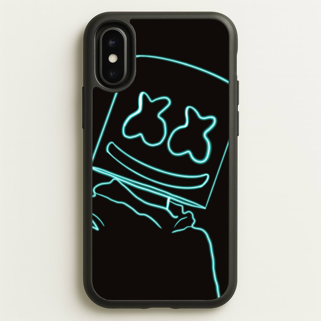 Black White Helmet DJ Neon - Marshmello Phone Case for iPhone X / XS