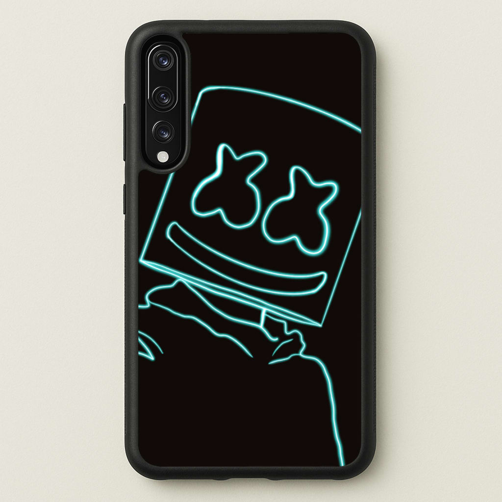 Black White Helmet DJ Neon - Marshmello Phone Case for Huawei P20 Pro