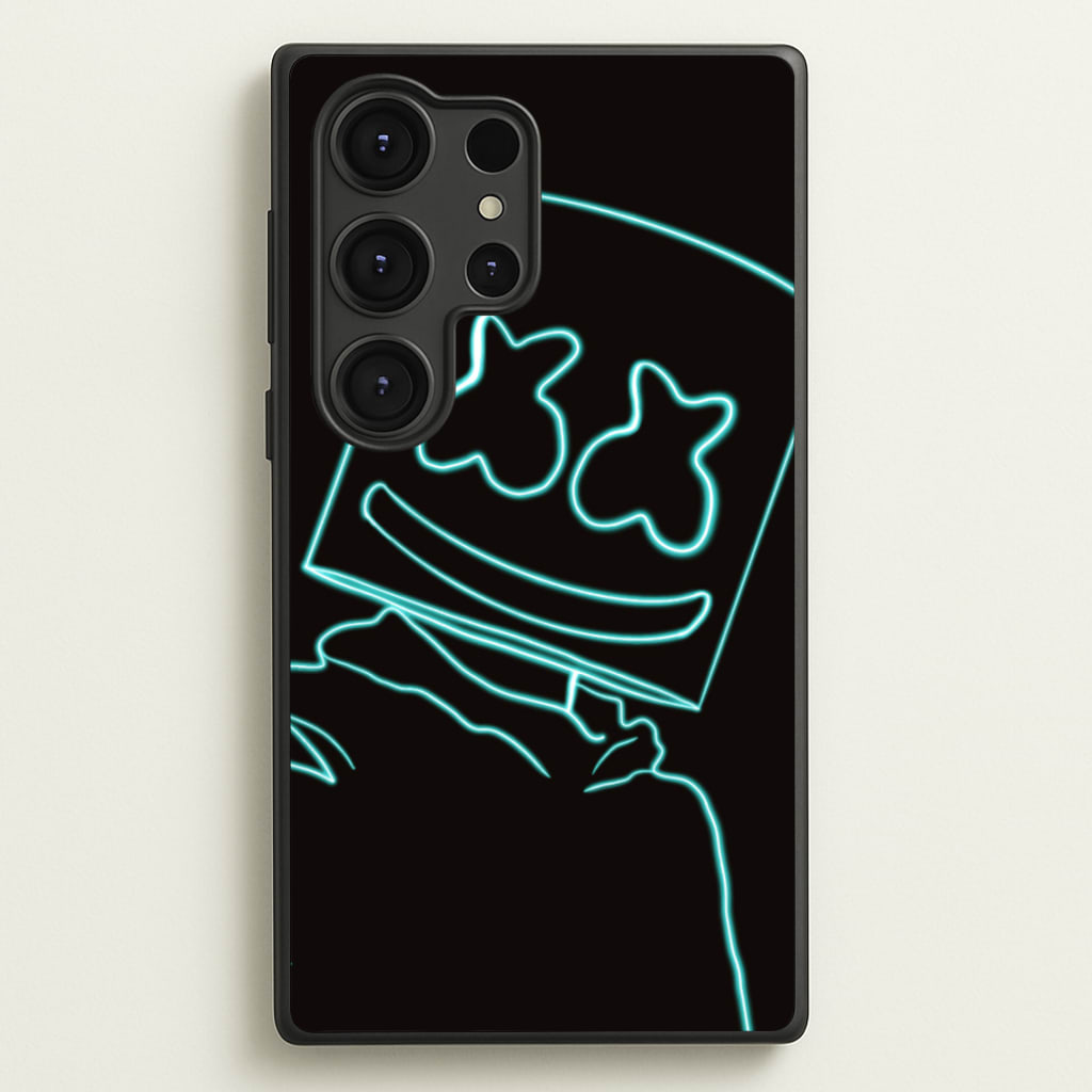 Black White Helmet DJ Neon - Marshmello Phone Case for Galaxy S25 Ultra