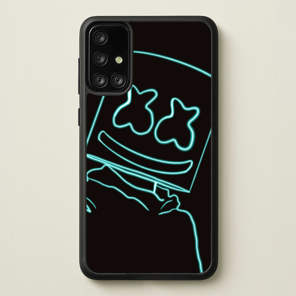 Black White Helmet DJ Neon - Marshmello Phone Case for Galaxy A71