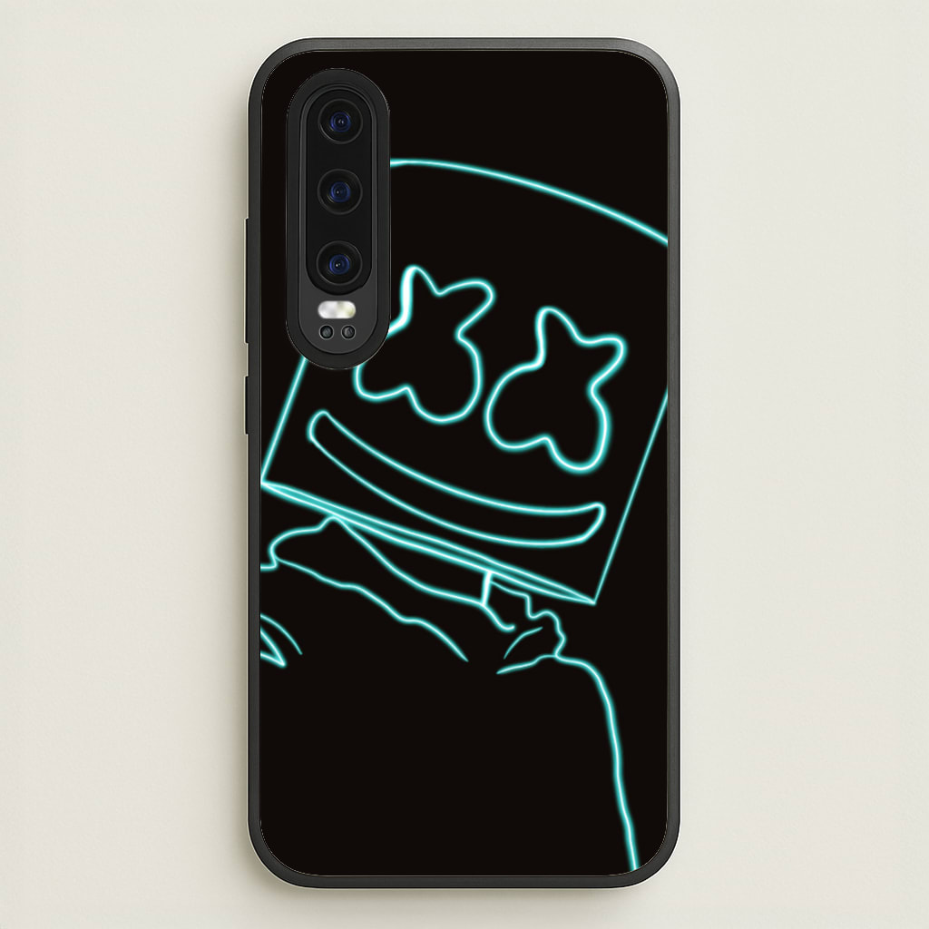 Black White Helmet DJ Neon - Marshmello Phone Case for Huawei P30