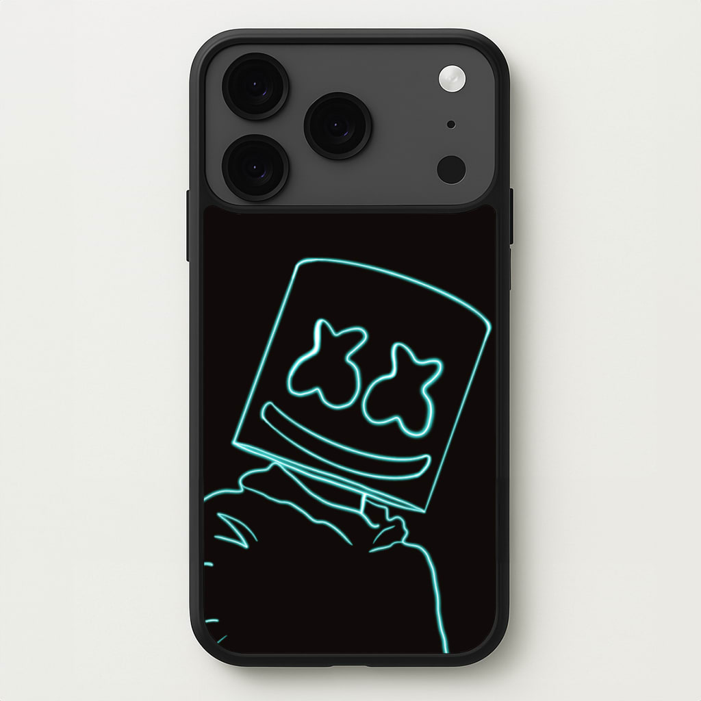 Black White Helmet DJ Neon Phone Case for iPhone 17 Pro Max