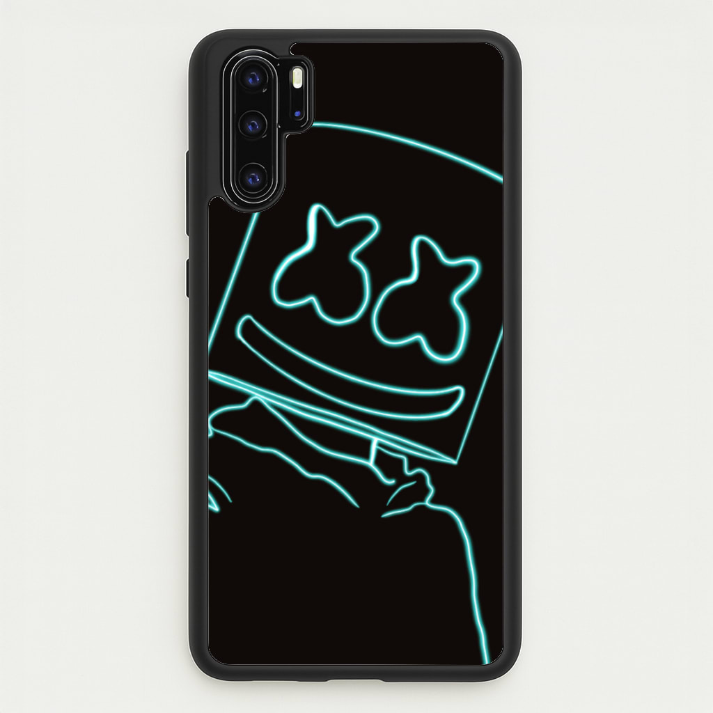 Black White Helmet DJ Neon - Marshmello Phone Case for Huawei P30 Pro