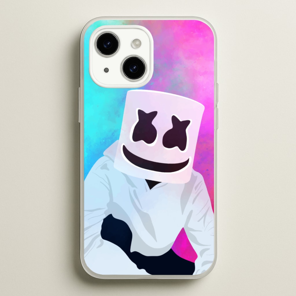 Rainbow White Helmet DJ - Marshmello Phone Case for iPhone 15 Plus