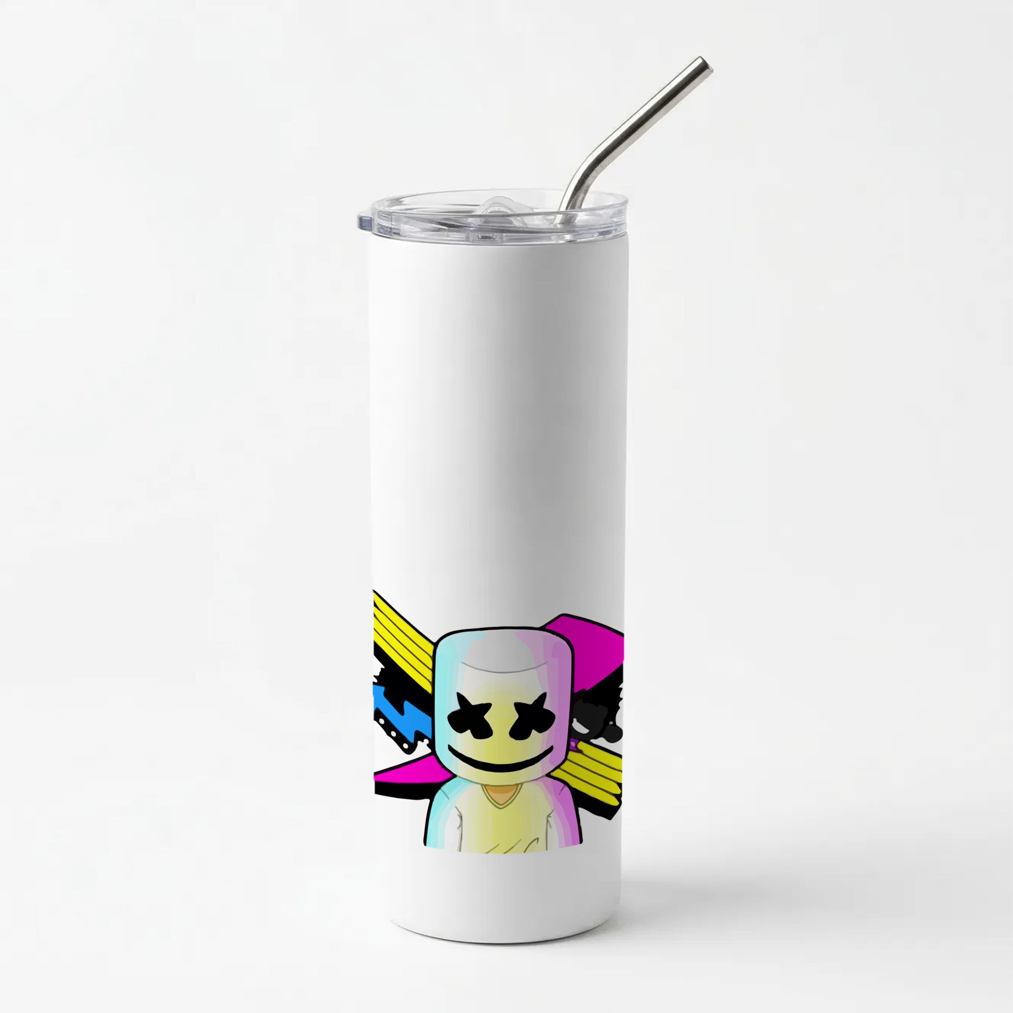 Neon Logo White Helmet DJ Skinny Tumbler