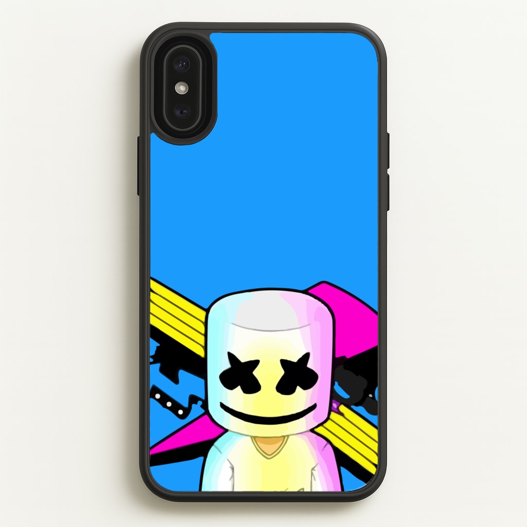 Neon Logo White Helmet DJ - Marshmello Phone Case for iPhone XS Max