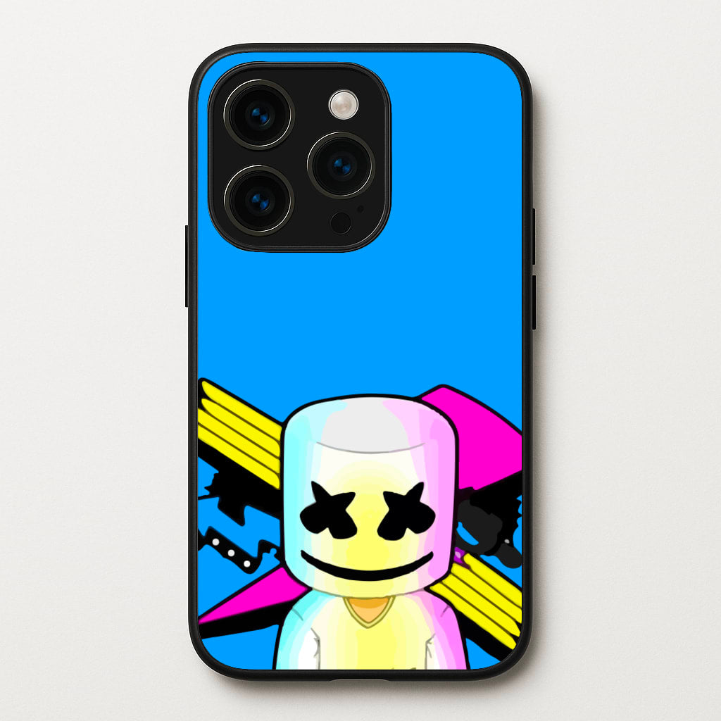 Neon Logo White Helmet DJ - Marshmello Phone Case for iPhone 15 Pro
