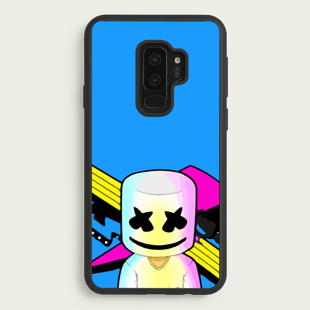 Neon Logo White Helmet DJ - Marshmello Phone Case for Galaxy S9 Plus