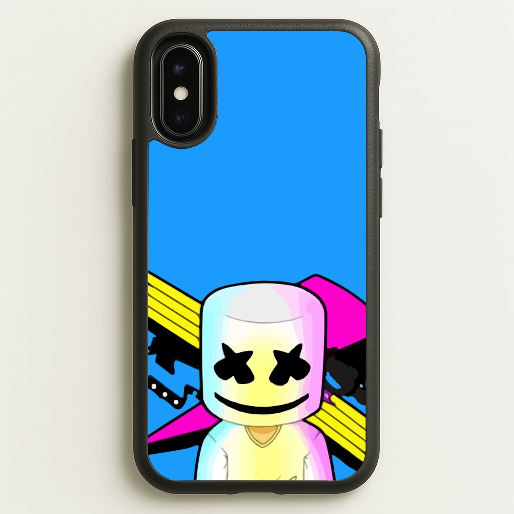 Neon Logo White Helmet DJ - Marshmello Phone Case for iPhone X / XS