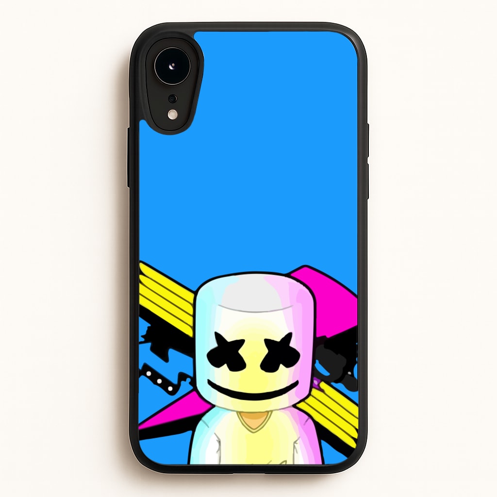 Neon Logo White Helmet DJ - Marshmello Phone Case for iPhone XR