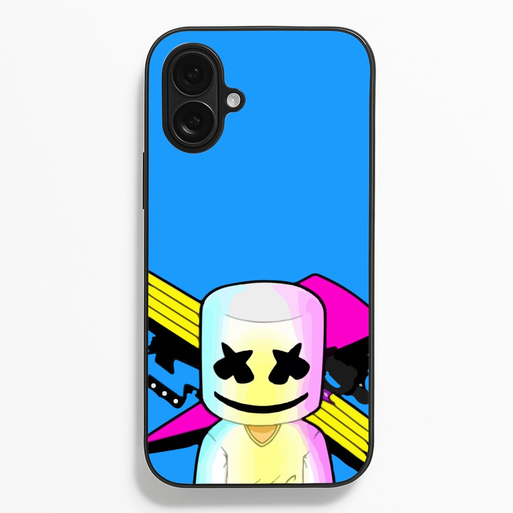 Neon Logo White Helmet DJ - Marshmello Phone Case for iPhone 16 Plus