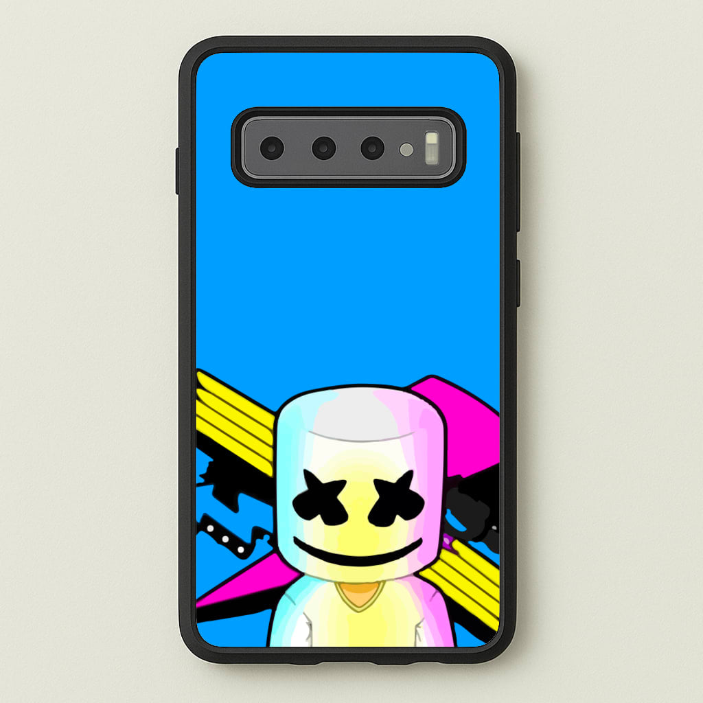Neon Logo White Helmet DJ - Marshmello Phone Case for Galaxy S10