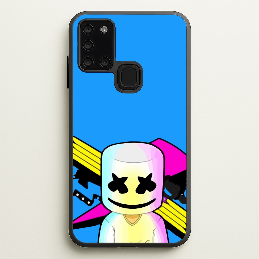 Neon Logo White Helmet DJ - Marshmello Phone Case for Galaxy A21s