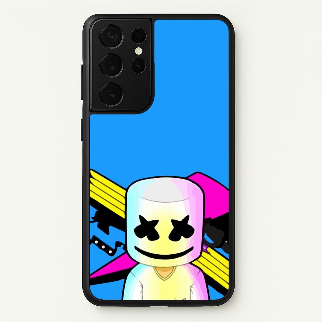 Neon Logo White Helmet DJ - Marshmello Phone Case for Galaxy S21 Ultra