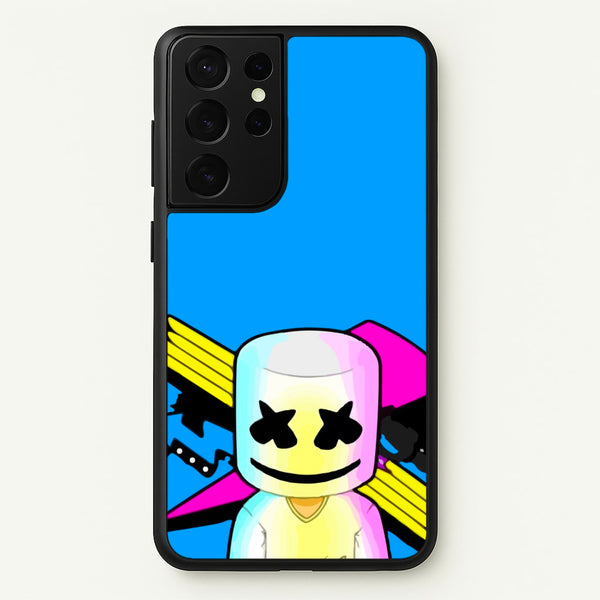 Neon Logo White Helmet DJ - Marshmello Phone Case for Galaxy S21 Ultra