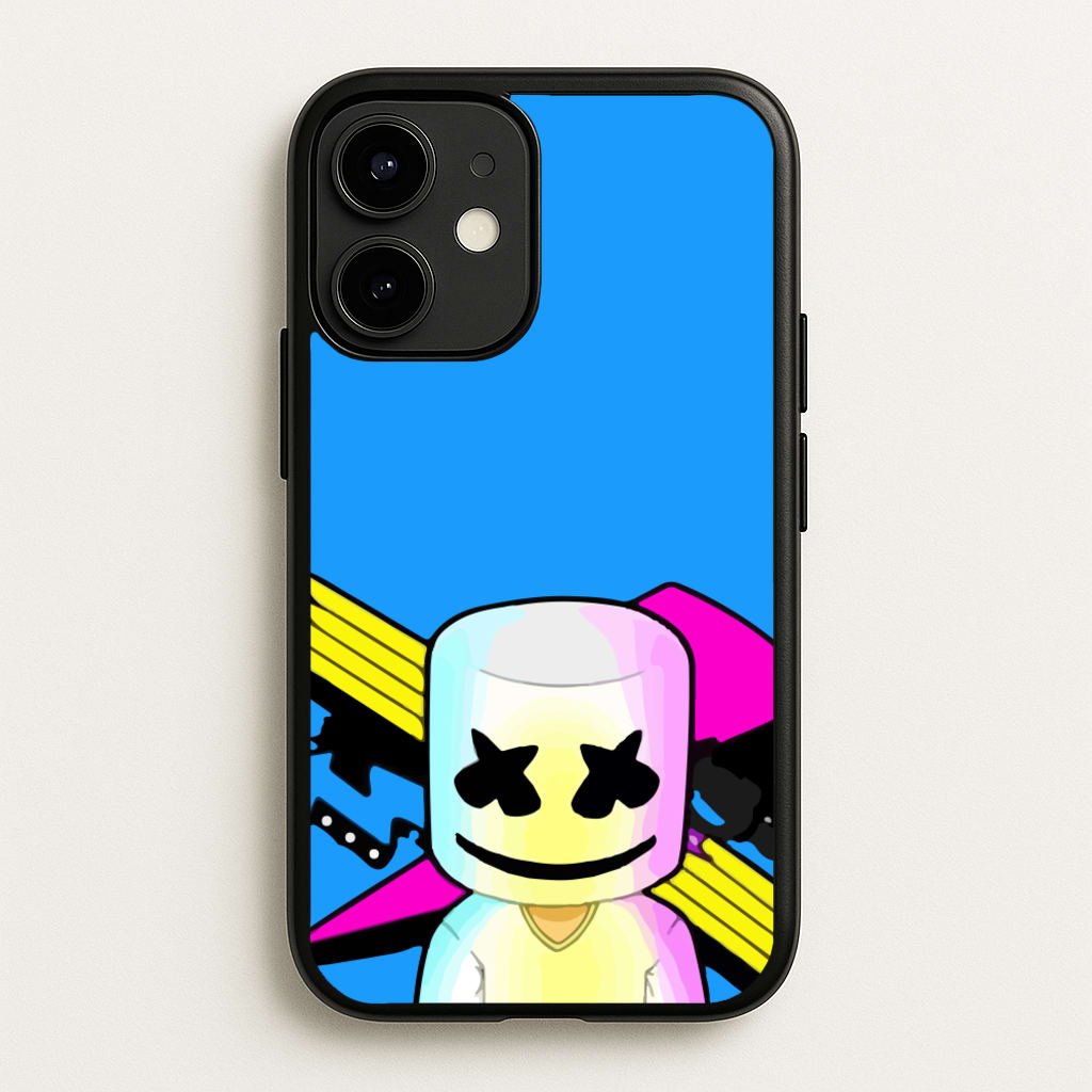 Neon Logo White Helmet DJ - Marshmello Phone Case for iPhone 12 / 12 Pro