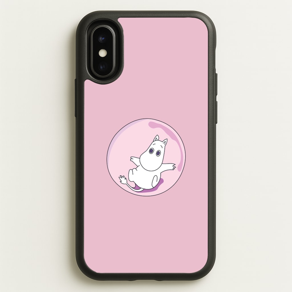Moomin In A Pink Bubble - Moomin Phone Case for iPhone X / XS