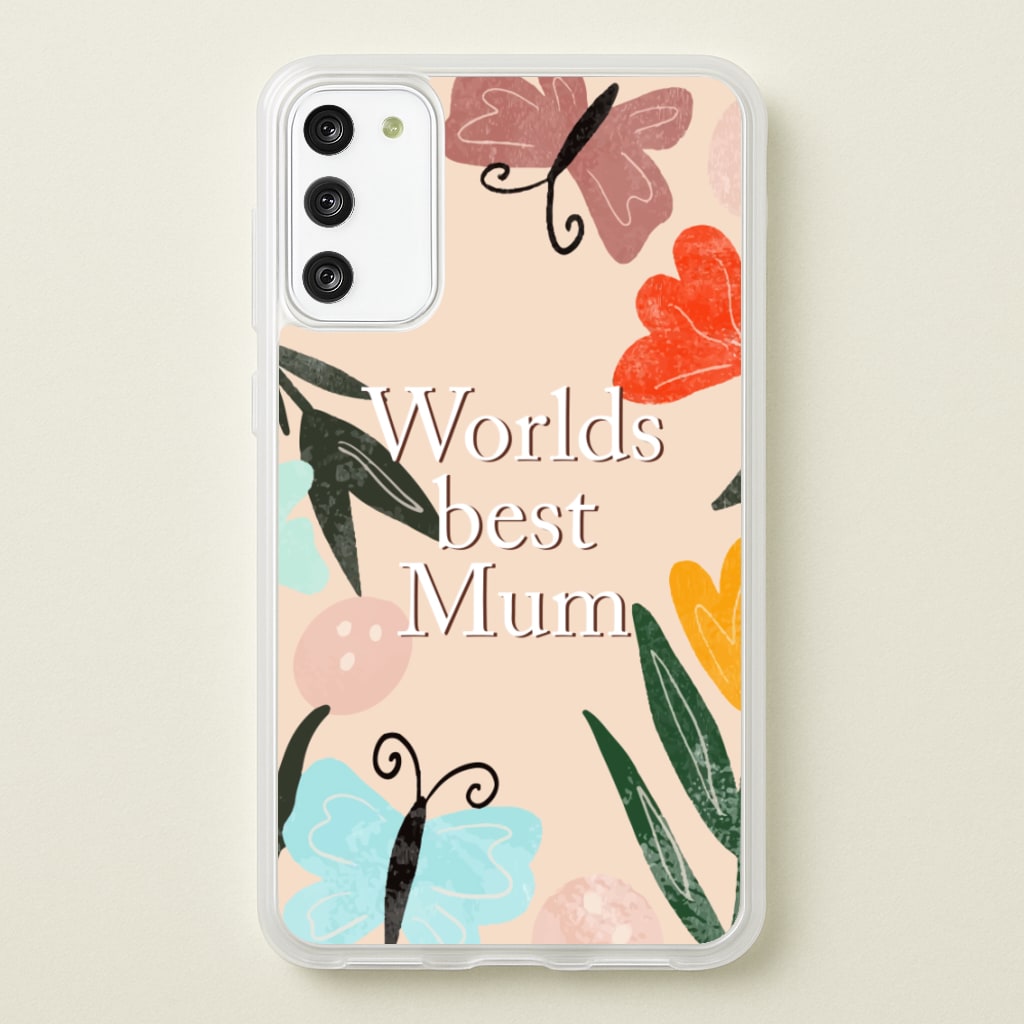 Worlds Best Mum - Floral Mother's Day - Mother's Day Phone Case for Galaxy S20