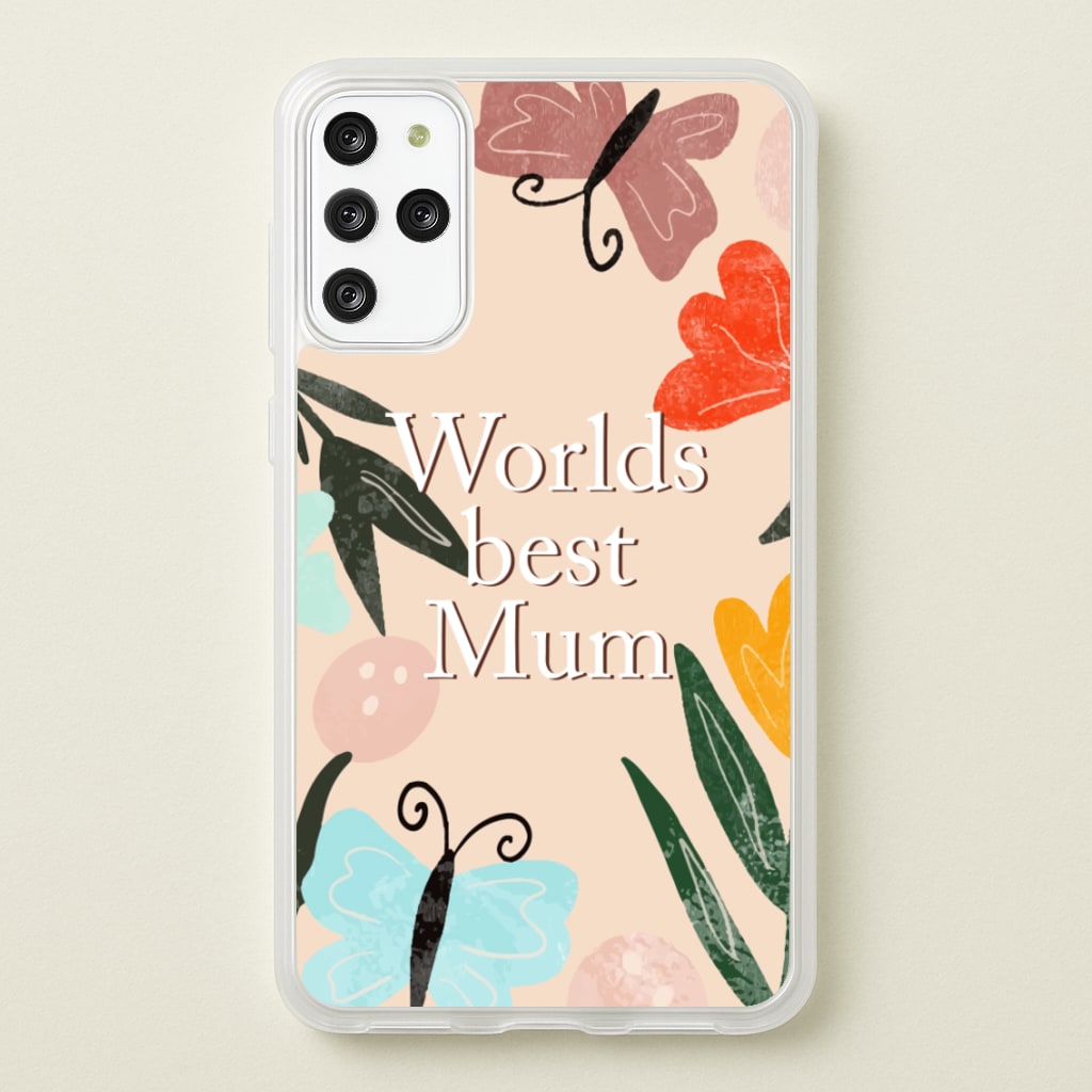 Worlds Best Mum - Floral Mother's Day - Mother's Day Phone Case for Galaxy S20 Plus