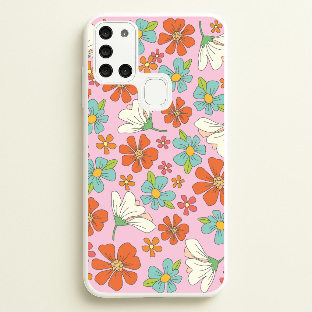 Pink Flower Pattern - Mothers Day - Mother's Day Phone Case for Galaxy A21s
