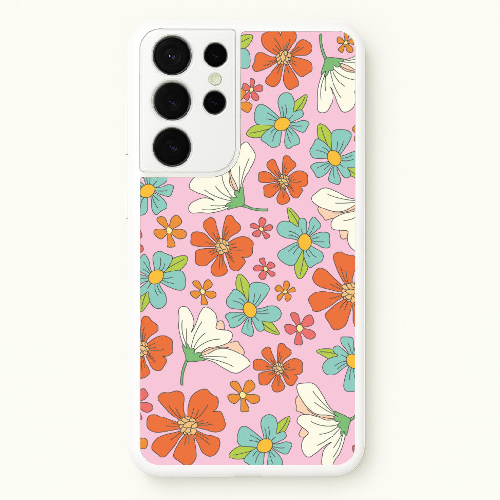 Pink Flower Pattern - Mothers Day - Mother's Day Phone Case for Galaxy S21 Ultra