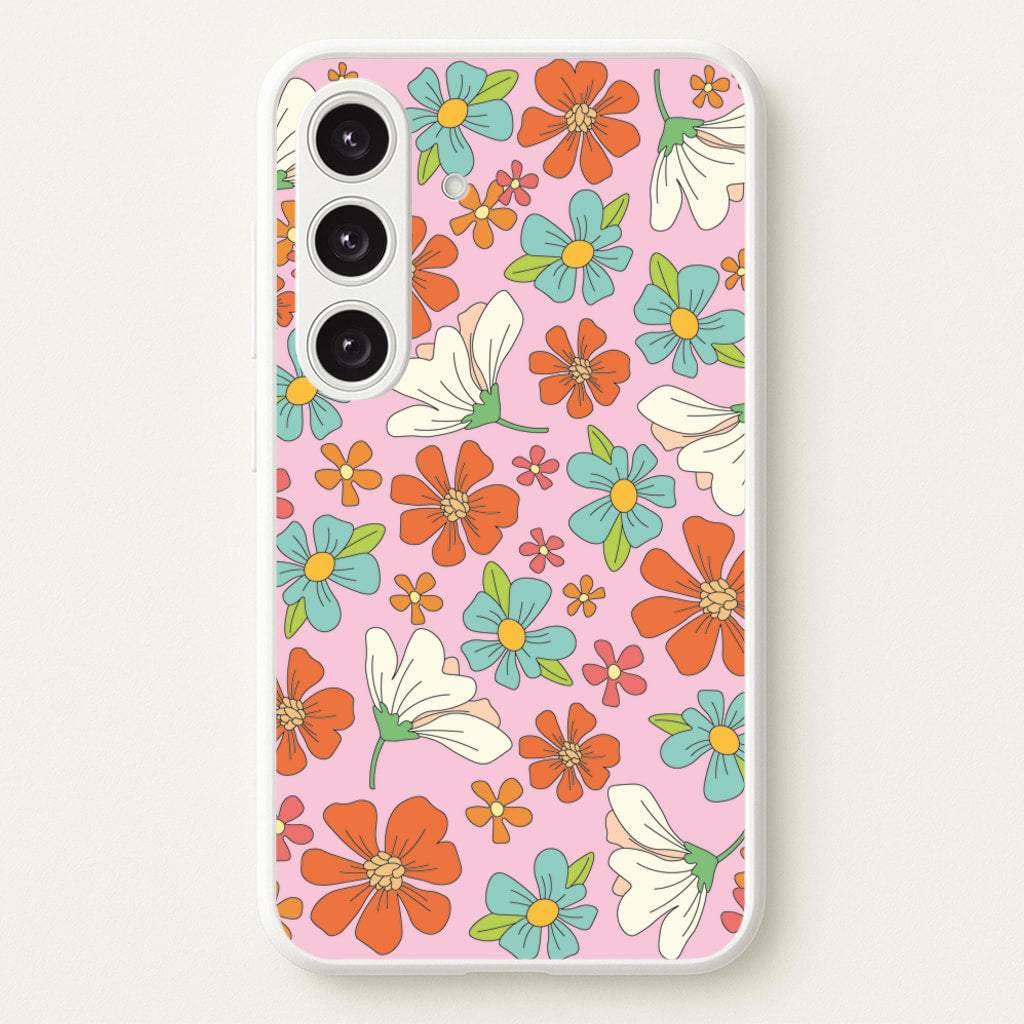 Pink Flower Pattern - Mothers Day - Mother's Day Phone Case for Galaxy S24FE