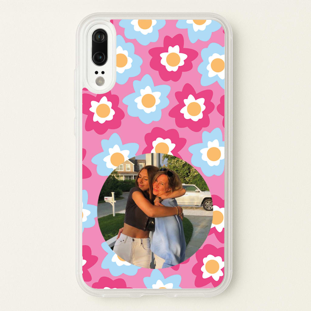 Pink And Blue Flower Pattern - Personalised Mother's Day - Mother's Day Phone Case for Huawei P20