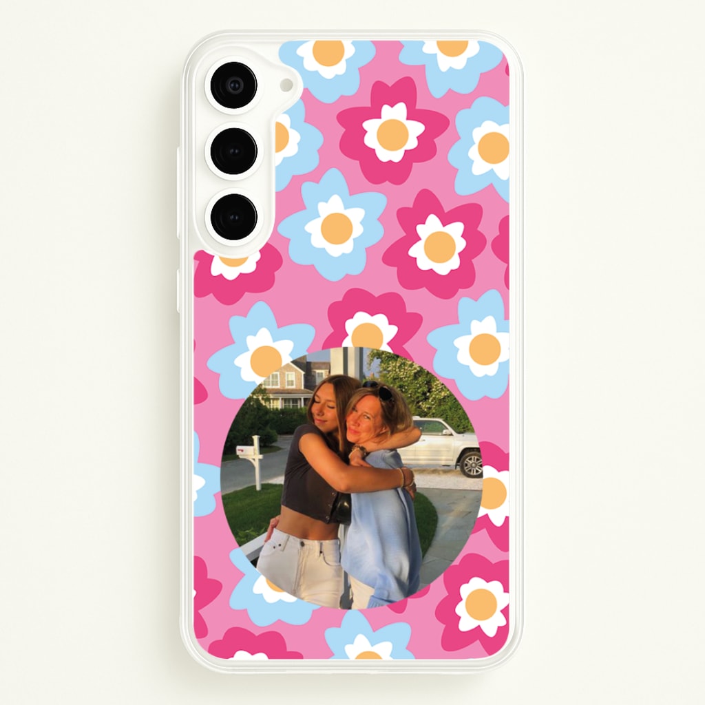 Pink And Blue Flower Pattern - Personalised Mother's Day - Mother's Day Phone Case for Galaxy S23