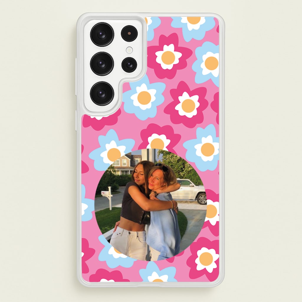Pink And Blue Flower Pattern - Personalised Mother's Day - Mother's Day Phone Case for Galaxy S22 Ultra