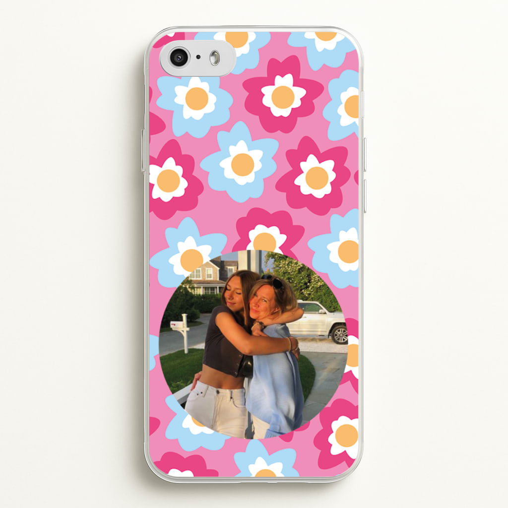 Pink And Blue Flower Pattern - Personalised Mother's Day - Mother's Day Phone Case for iPhone 5 / 5s / SE 2016