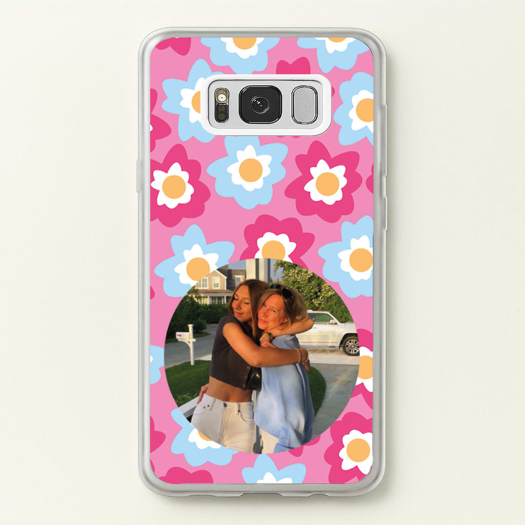 Pink And Blue Flower Pattern - Personalised Mother's Day - Mother's Day Phone Case for Galaxy S8