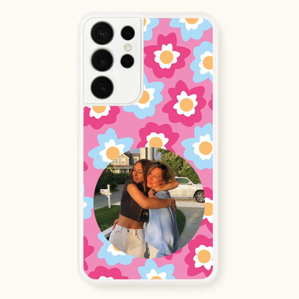 Pink And Blue Flower Pattern - Personalised Mother's Day - Mother's Day Phone Case for Galaxy S21 Ultra