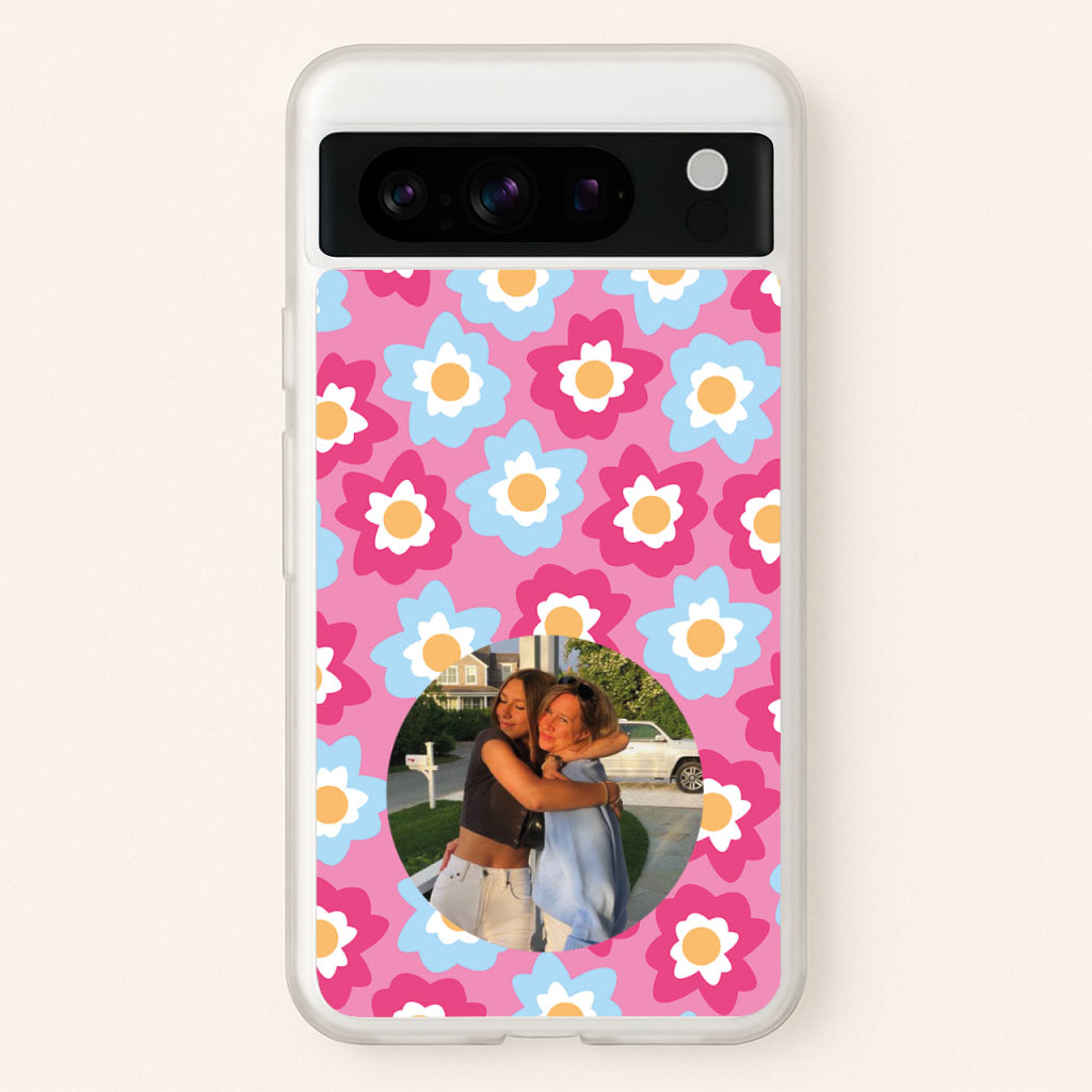 Pink And Blue Flower Pattern - Personalised Mother's Day - Mother's Day Phone Case for Google Pixel 8 Pro