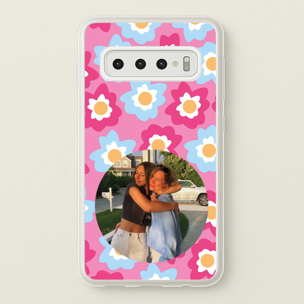 Pink And Blue Flower Pattern - Personalised Mother's Day - Mother's Day Phone Case for Galaxy S10