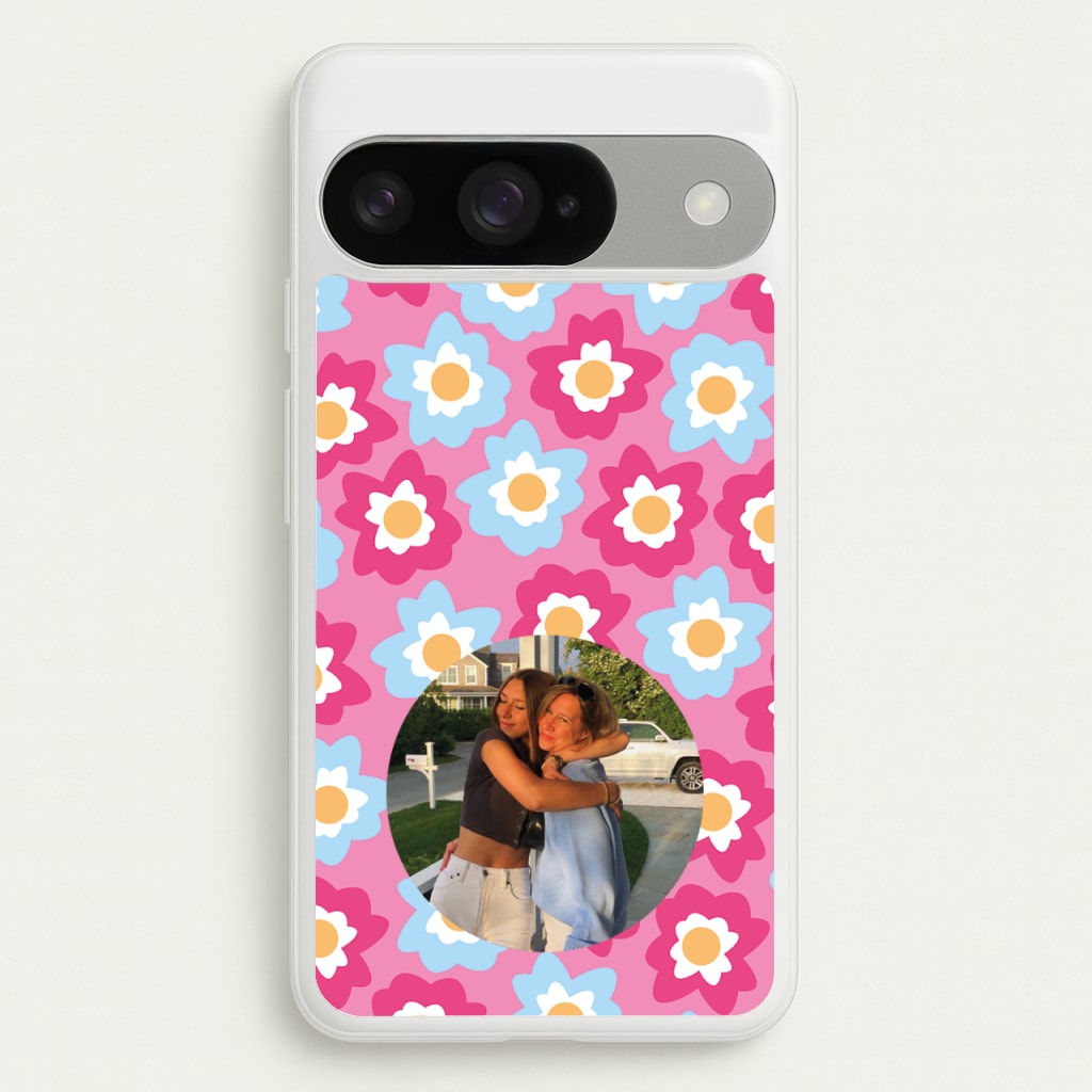 Pink And Blue Flower Pattern - Personalised Mother's Day Phone Case for Google Pixel 10 / 10 Pro