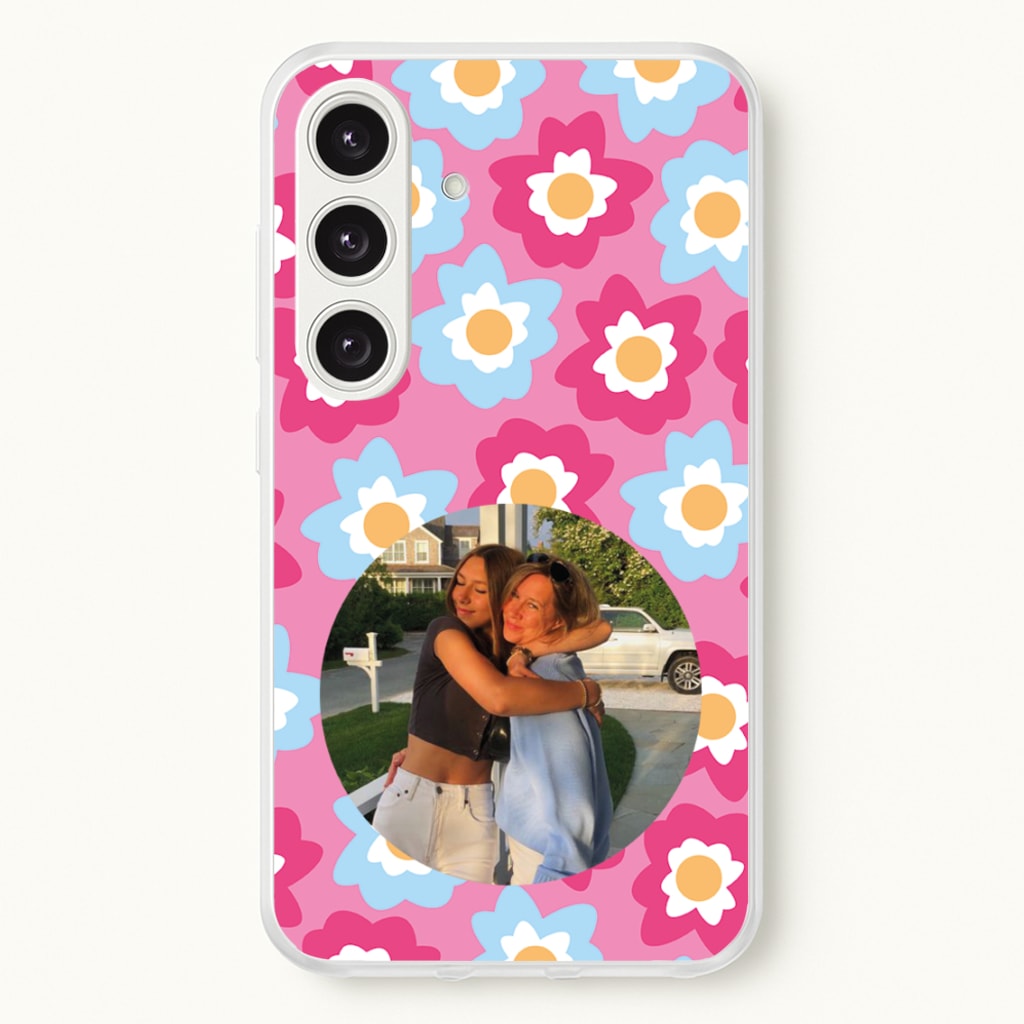 Pink And Blue Flower Pattern - Personalised Mother's Day - Mother's Day Phone Case for Galaxy S25