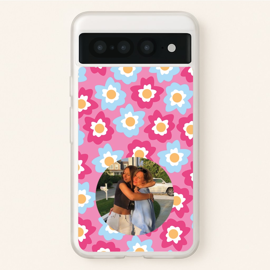Pink And Blue Flower Pattern - Personalised Mother's Day - Mother's Day Phone Case for Google Pixel 7 Pro