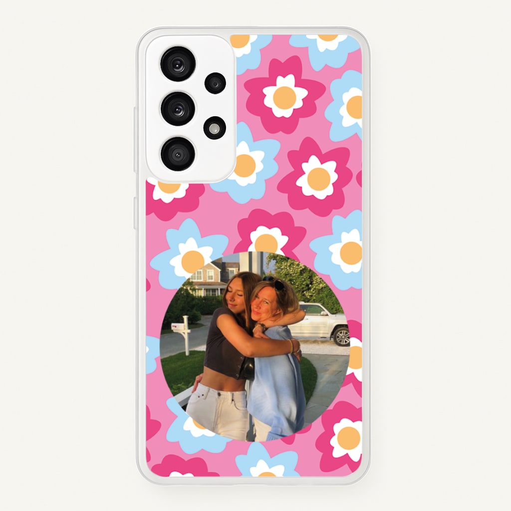 Pink And Blue Flower Pattern - Personalised Mother's Day - Mother's Day Phone Case for Galaxy A53