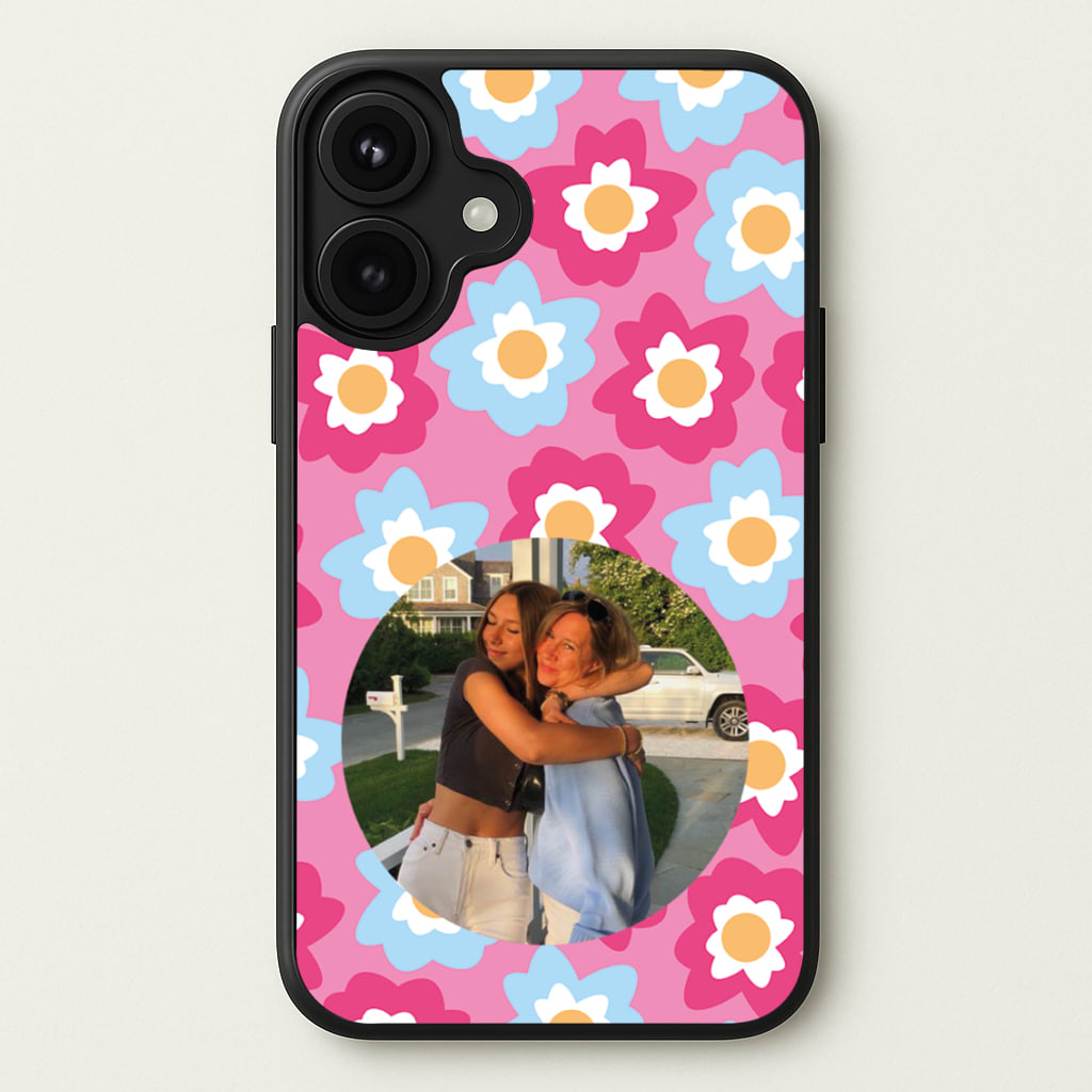 Pink And Blue Flower Pattern - Personalised Mother's Day Phone Case for iPhone 17