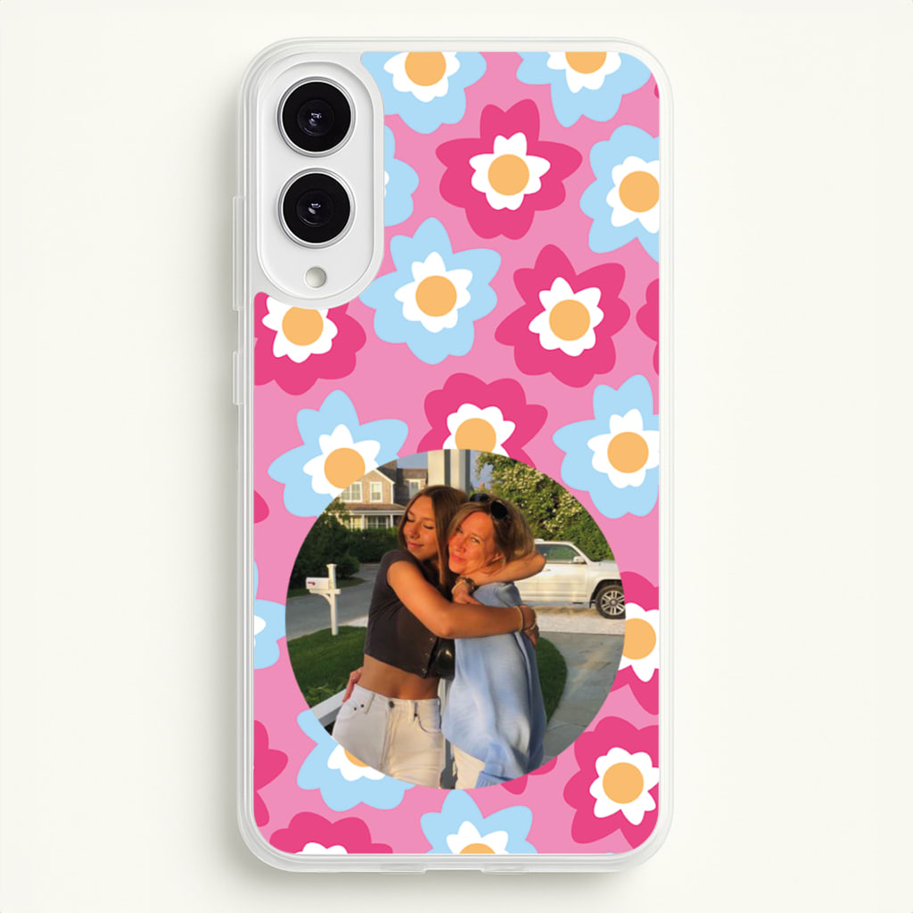 Pink And Blue Flower Pattern - Personalised Mother's Day - Mother's Day Phone Case for Galaxy S25 Edge