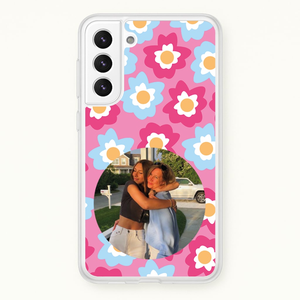 Pink And Blue Flower Pattern - Personalised Mother's Day - Mother's Day Phone Case for Galaxy S22