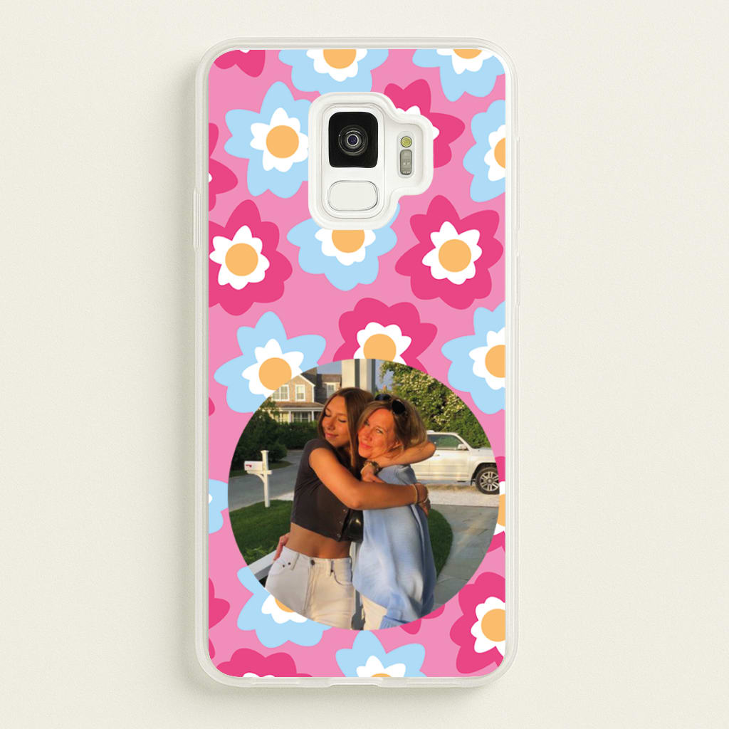 Pink And Blue Flower Pattern - Personalised Mother's Day - Mother's Day Phone Case for Galaxy S9