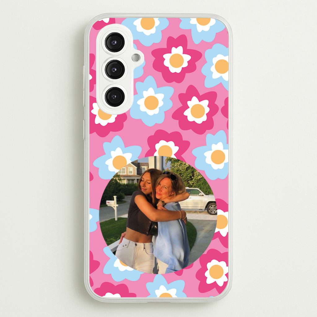 Pink And Blue Flower Pattern - Personalised Mother's Day - Mother's Day Phone Case for Galaxy S23FE