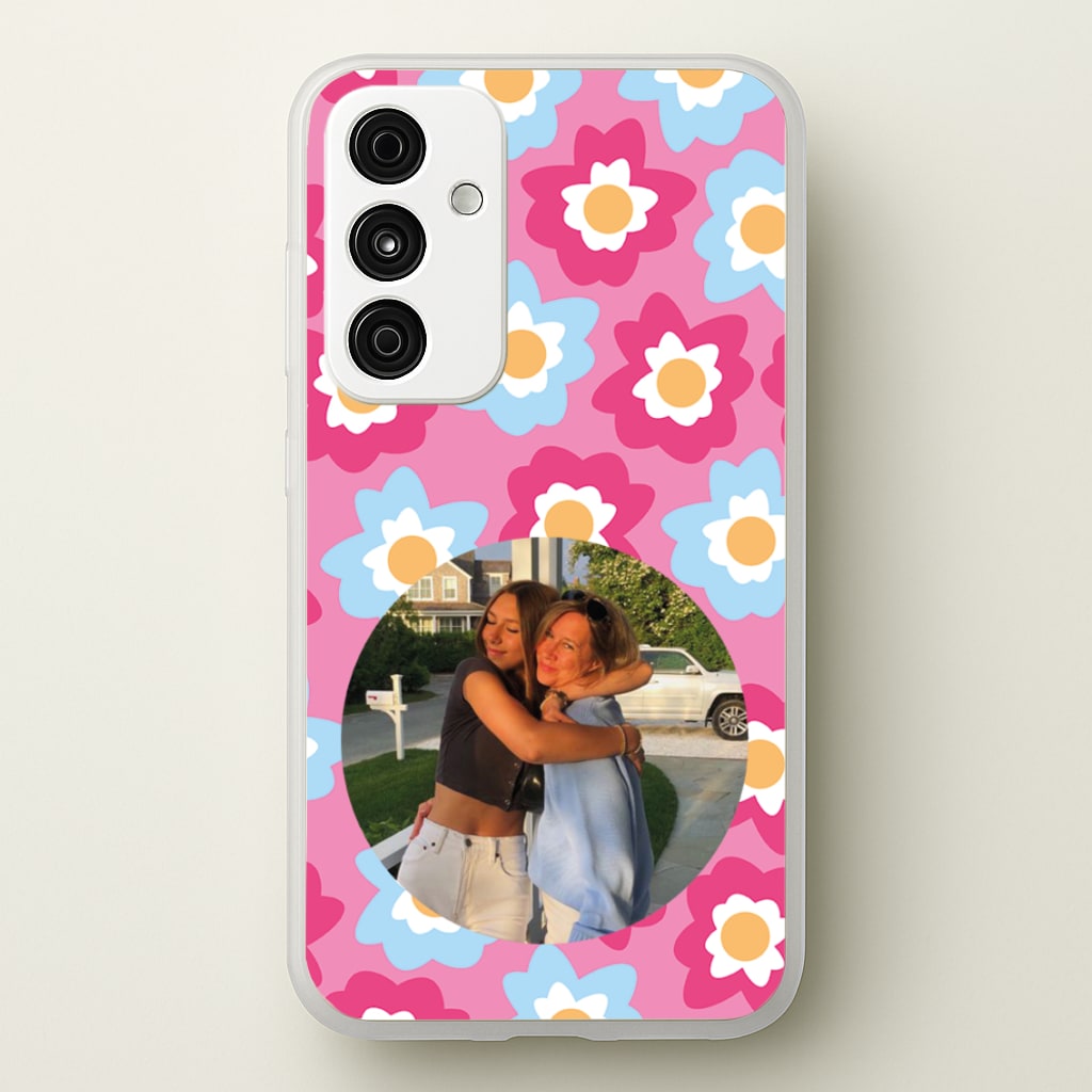 Pink And Blue Flower Pattern - Personalised Mother's Day - Mother's Day Phone Case for Galaxy A35