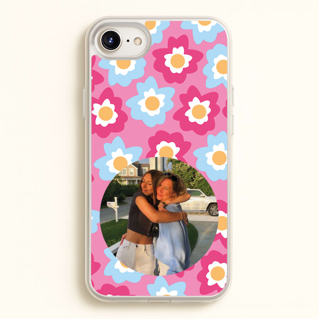 Pink And Blue Flower Pattern - Personalised Mother's Day - Mother's Day Phone Case for iPhone 6 Plus / 7 Plus / 8 Plus