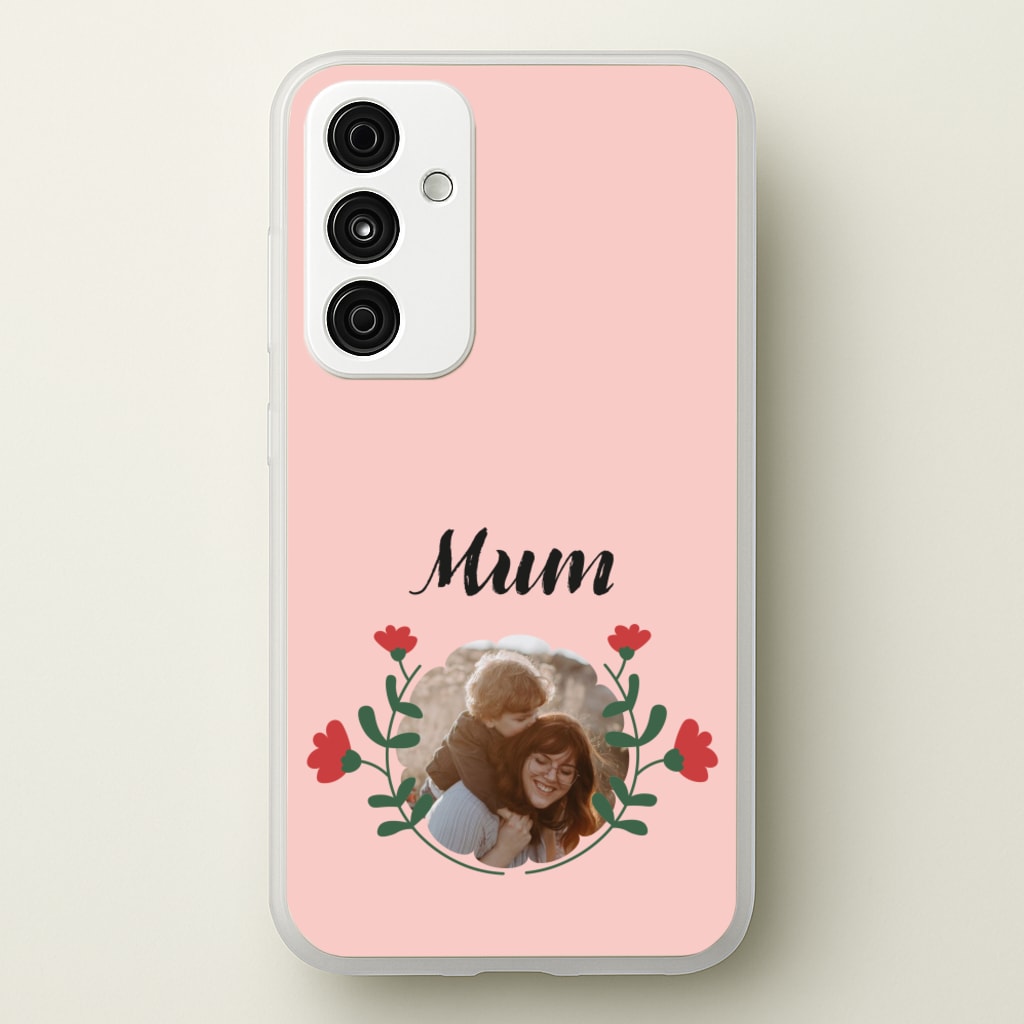Mum Red Flowers - Personalised Mother's Day - Mother's Day Phone Case for Galaxy A55