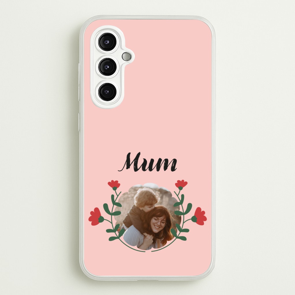 Mum Red Flowers - Personalised Mother's Day - Mother's Day Phone Case for Galaxy A14